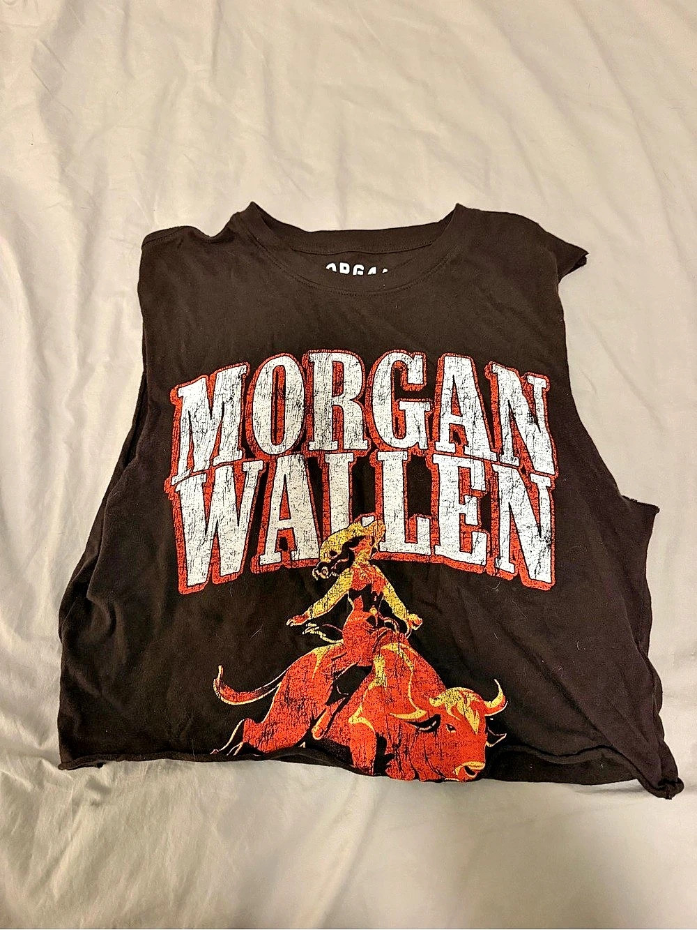 Morgan Wallen Long Live Cowgirls Graphic Crop Top Brown Medium